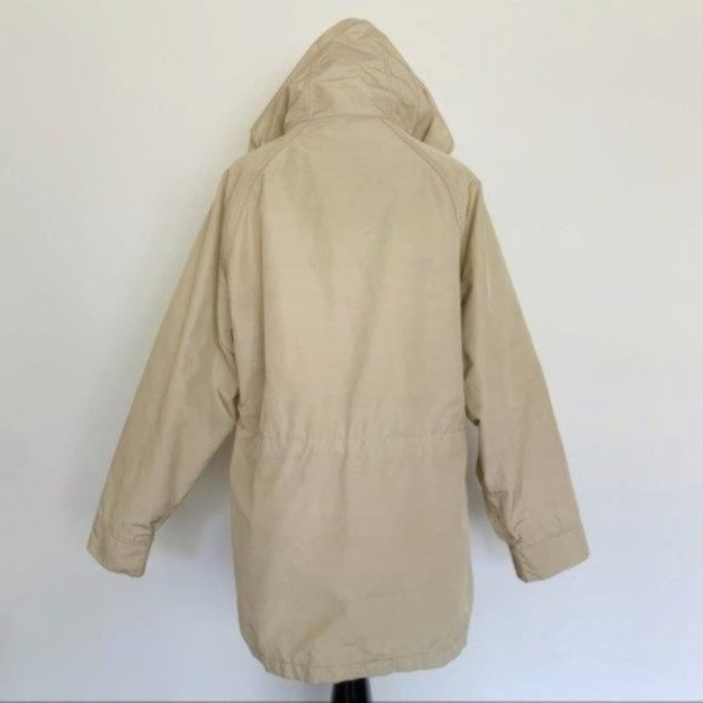 Vintage 80s Woolrich Tan Plaid Flannel Lined Hooded Anorak Utility Jacket Medium - Picture 6 of 16